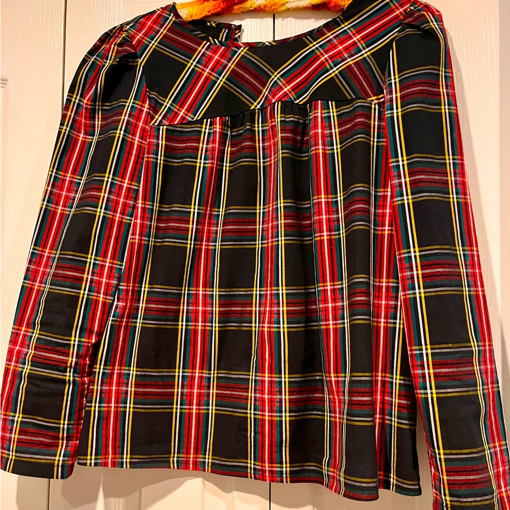 Ladies tartan plaid Talbots blouse.